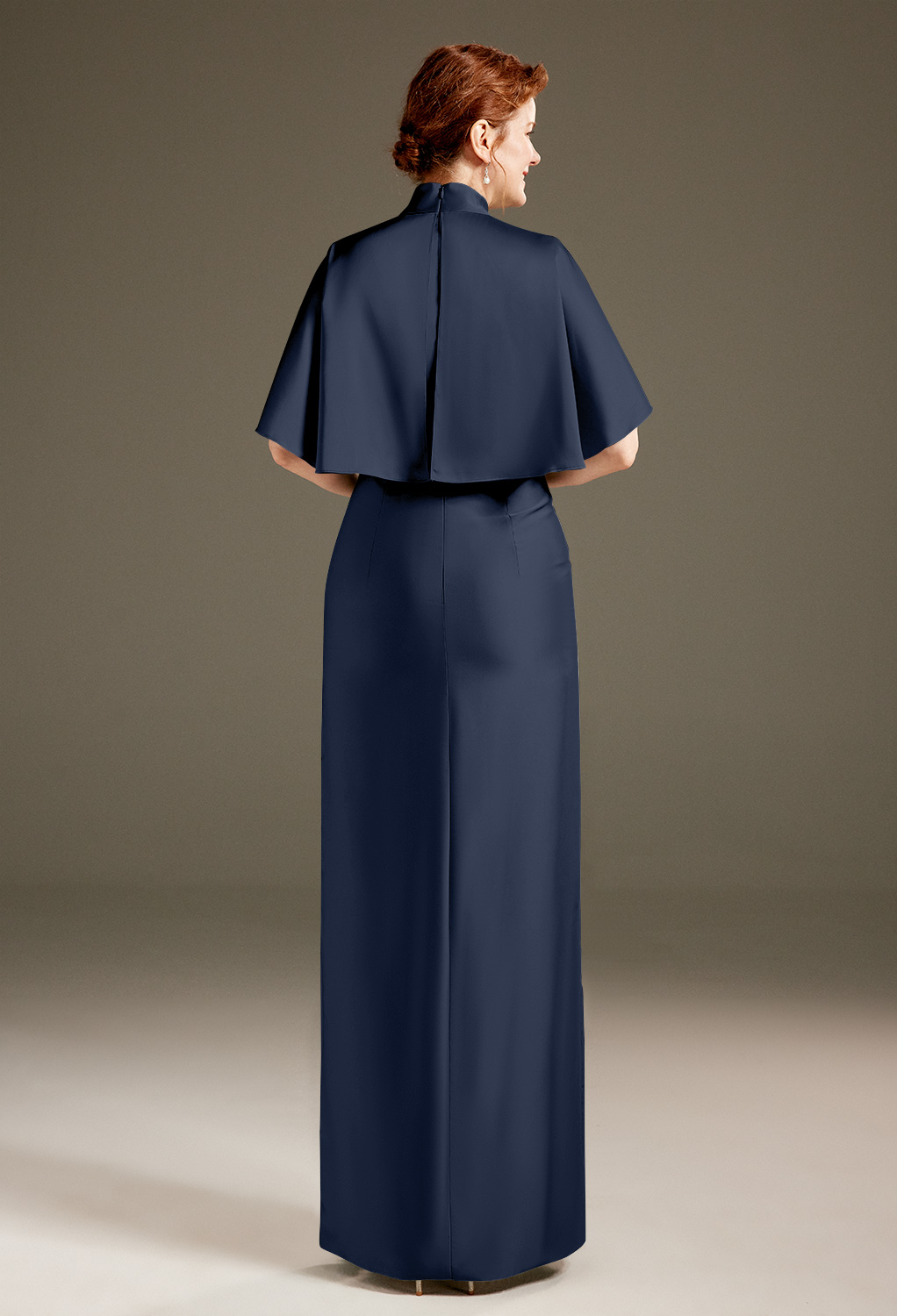 AW Luster Dark Navy  Mother of The Bride Dresses With Wraps